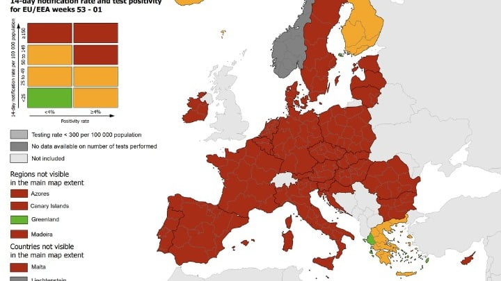 ECDC: Μοναδική ευρωπαϊκή χώρα με “πράσινες” περιοχές η Ελλάδα